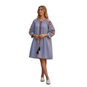 Romeo Juliet Couture Embroidered Tunic‎ Dress Striped Bohemian XL